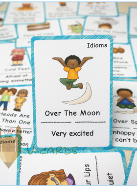 idioms美式地道表达谚语口头语英文解释33张闪卡英语教具教室海报