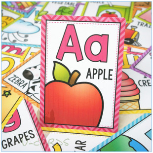alphabet英语单词字母卡片早教启蒙幼儿园教师教具闪卡自然拼读