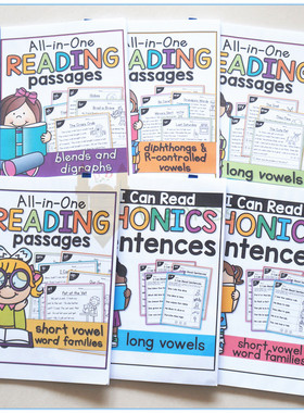 phonics自然拼读阅读句子短文练习纸原版外国课堂材料英语启蒙教