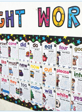 sight word story高频词短文故事教具卡海报国外原版教室装饰墙贴