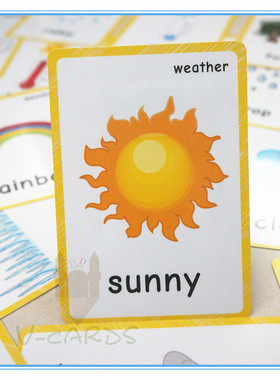 Weather天气英语单词大卡片宝宝启蒙早教双语幼儿园英文教师教具