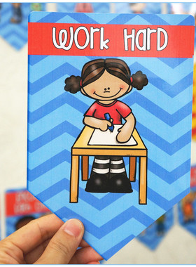 GrowthMindsetPosters20条英文成长谚语规则教室彩旗墙贴装饰学生