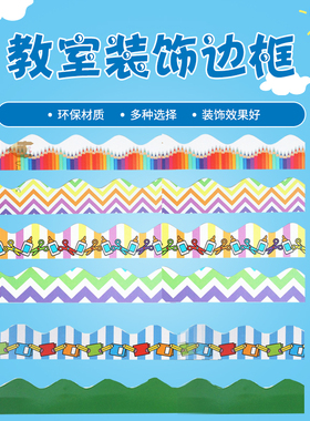 Classroom边框波浪英语教室环创设计背景墙装饰布幼儿园教师教具
