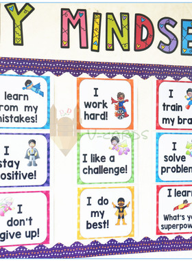 GrowthMindsetPosters英文成长心态谚语教室海报墙贴装饰学生卡片