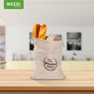 食品级亚麻面包袋可重复使用法式长棍面包拉绳袋全棉束口面包袋