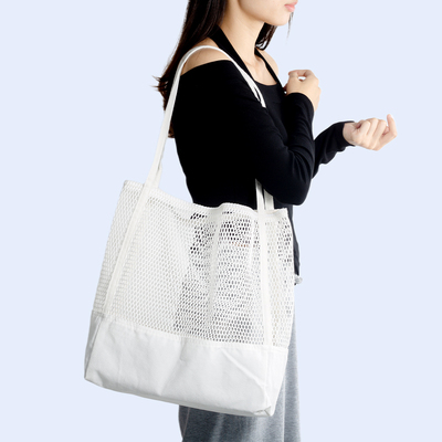 镂空网格单肩文艺大容量帆布包