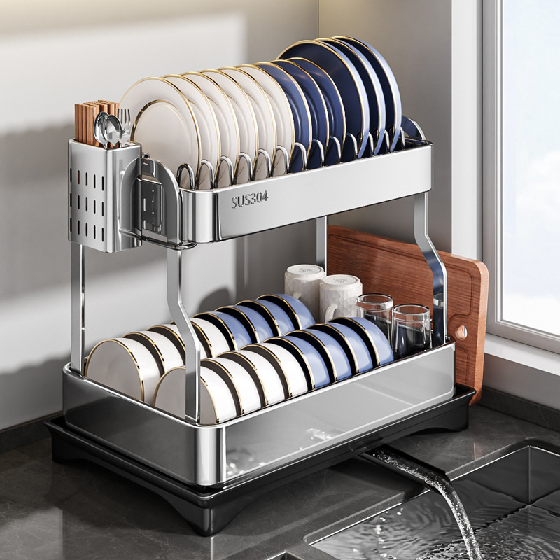 304不锈钢碗碟架厨房水槽置物水池洗碗碟台面碗盘纳多功能碗沥水
