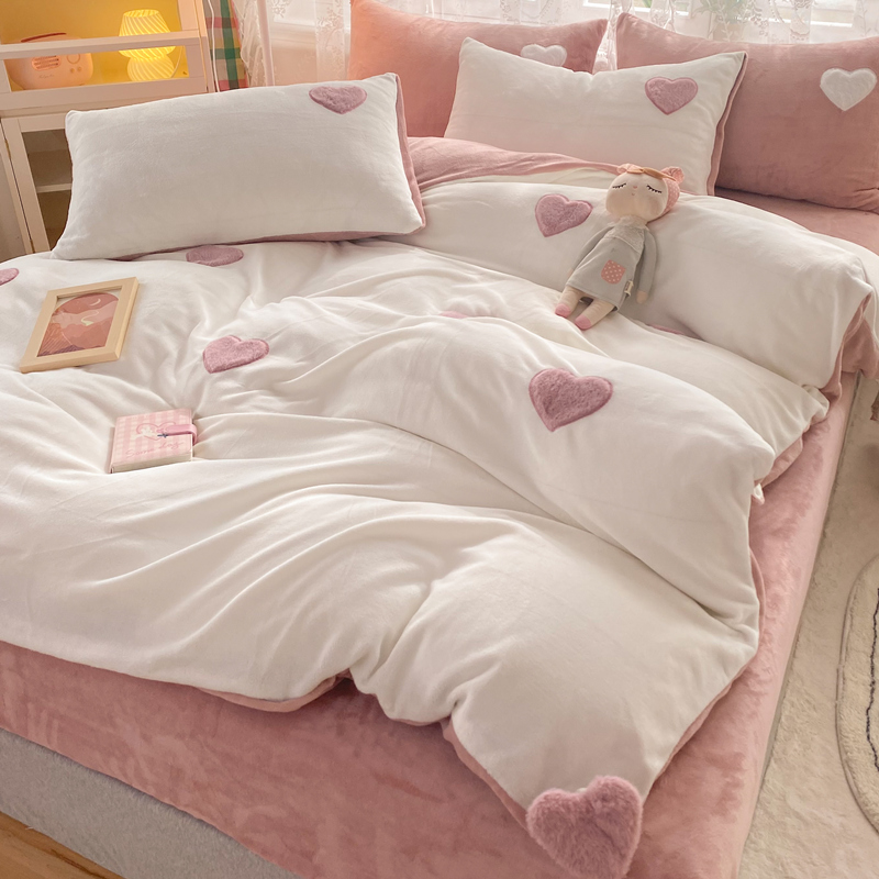 四件套宝宝牛奶绒撸猫感