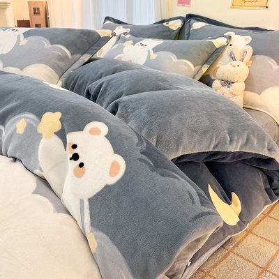 A类母婴级加厚牛奶绒四件套