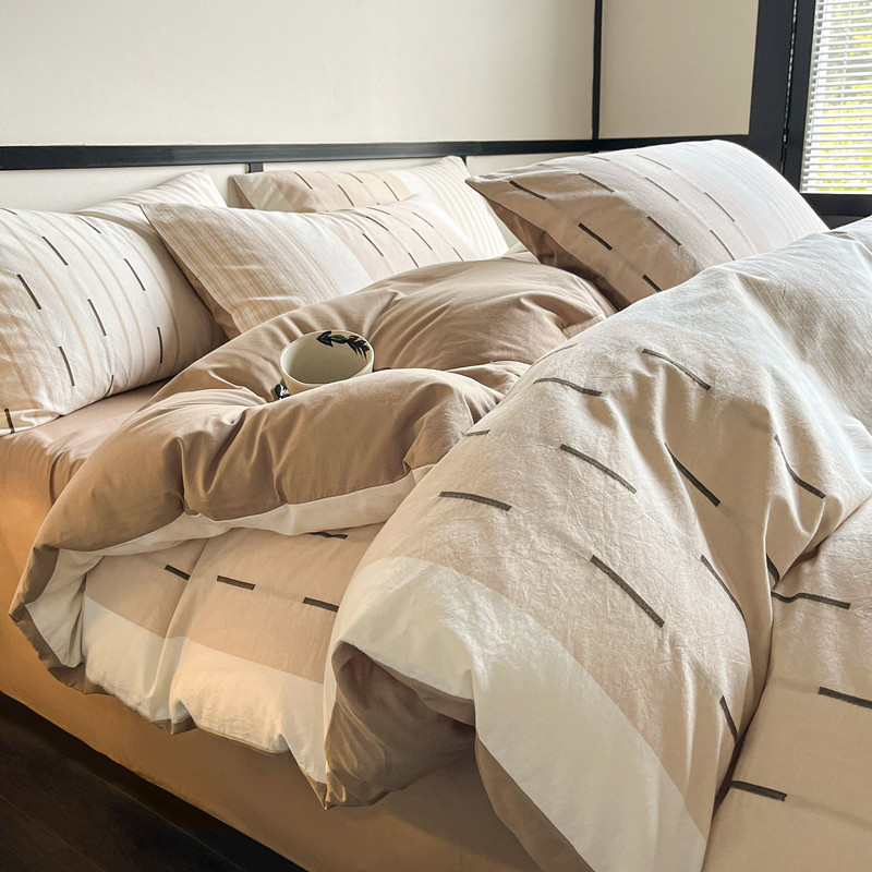 A类高级感提花全棉四件套简约现代纯棉床单被套床笠款床品三件套4,床上用品,床品套件/四件套/多件套,淘宝优惠券,粉丝福利购,淘宝优惠卷