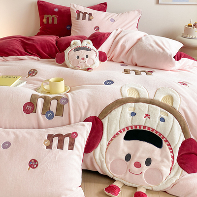 A类母婴级加厚宝宝绒四件套女孩