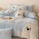 A类母婴级加厚牛奶绒四件套宝宝绒床单被套三件套卡通儿童床笠款