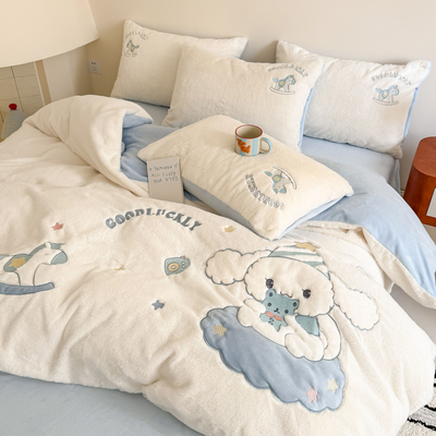 A类母婴级宝宝牛奶绒四件套可爱