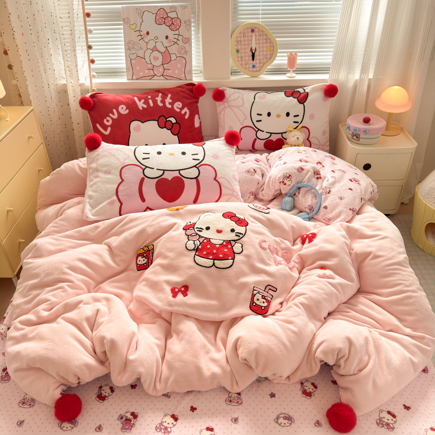 A类母婴级加厚牛奶绒四件套少女心冬季床单被套宝宝绒三件套女孩4