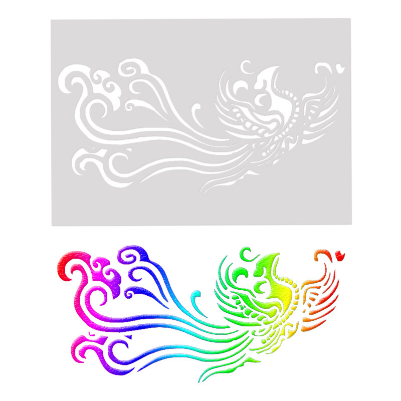 凤凰卡通绘画模板儿童绘画diy镂空手绘涂鸦板手抄报