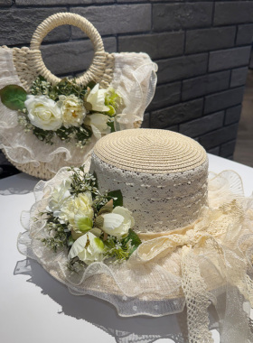 田园风Lolita帽子森系小清新洛丽塔花学生草帽波奈特茶会平顶礼帽