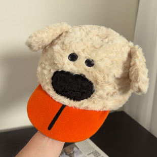 可爱小狗吐舌头鸭舌帽子女秋冬季保暖搞怪卡通拍照显脸小棒球帽潮