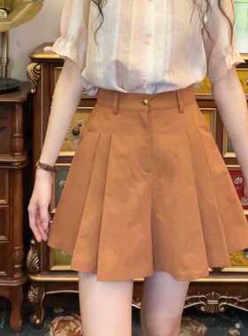 【祁秋色】港味复古百搭显瘦高腰短裤22973