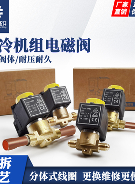 冷库常闭式单向二通制冷空调12V24V电磁阀线圈氟利昂制冷机组阀门