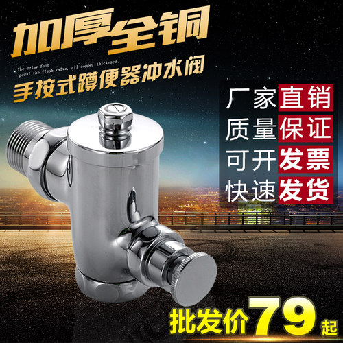 全铜手按式蹲便器大便冲洗阀