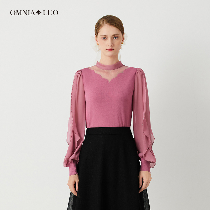 欧柏兰奴2024年新款时尚长袖打底衫女装春款内搭别致上衣洋气小衫