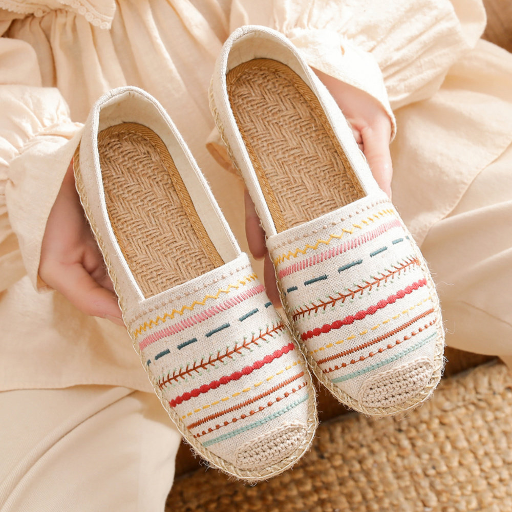 春夏新款老北京布鞋民族风一脚蹬懒人透气单鞋软底棉麻休闲渔夫鞋,女鞋,绣花鞋,淘宝优惠券,粉丝福利购,淘宝优惠卷