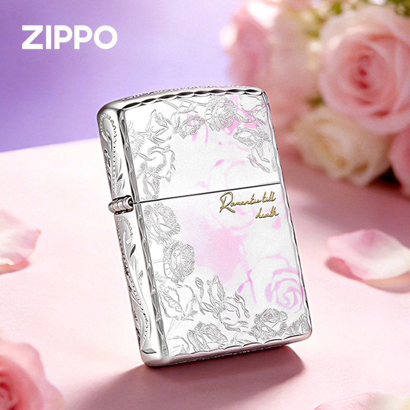 zippo打火机正品 镀银幻彩玫瑰爱恋偷不走的爱恋生日礼物男生女生
