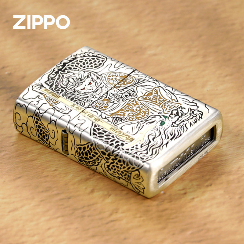 zippo打火机斗战胜佛925银官方正版芝宝防风火机盔甲情人节送男友