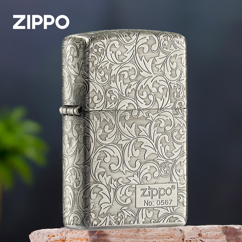 zippo打火机五面唐草之ZIPPO在侧正品煤油防风雕刻生日礼物送男生
