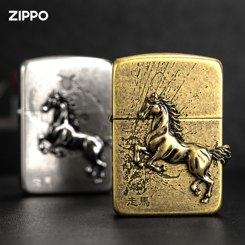 正品Zippo打火机 1941复刻走马贴章正版防风煤油火机节日生日礼物
