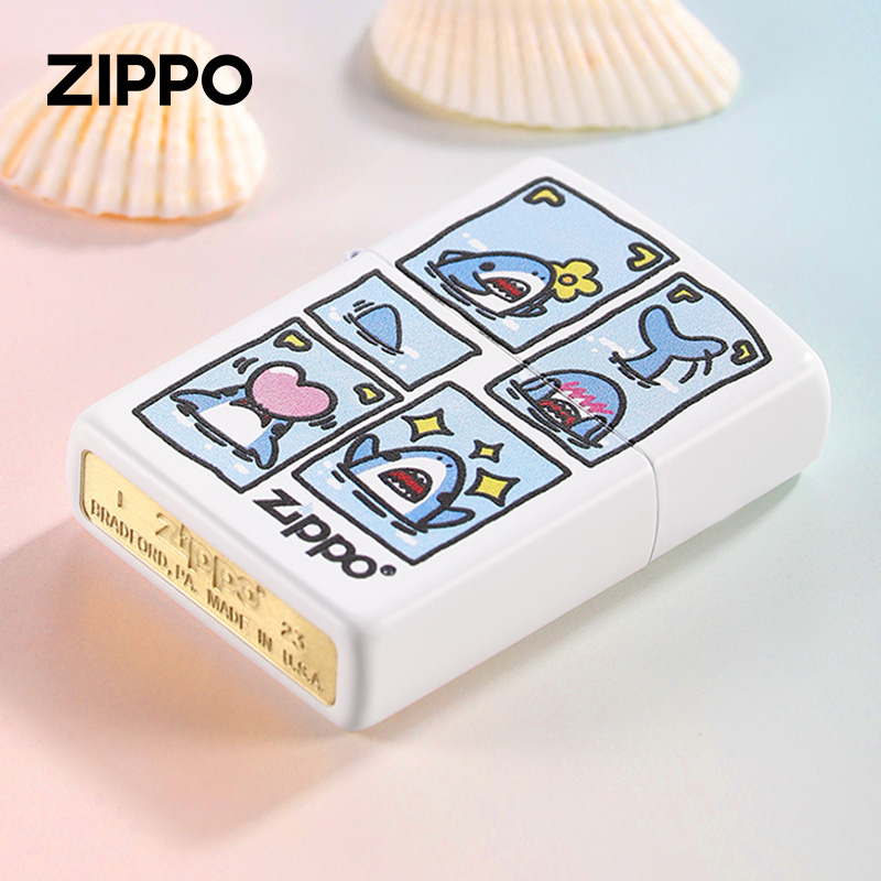 zippo打火机鲨鱼日记官方正版芝宝防风煤油 彩印情人节送男友礼物