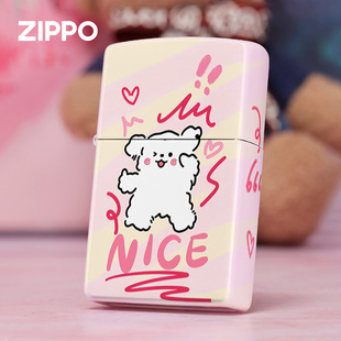 zippo打火机俏皮狗官方芝宝正版 彩印圣诞礼物女生送男友 防风火机