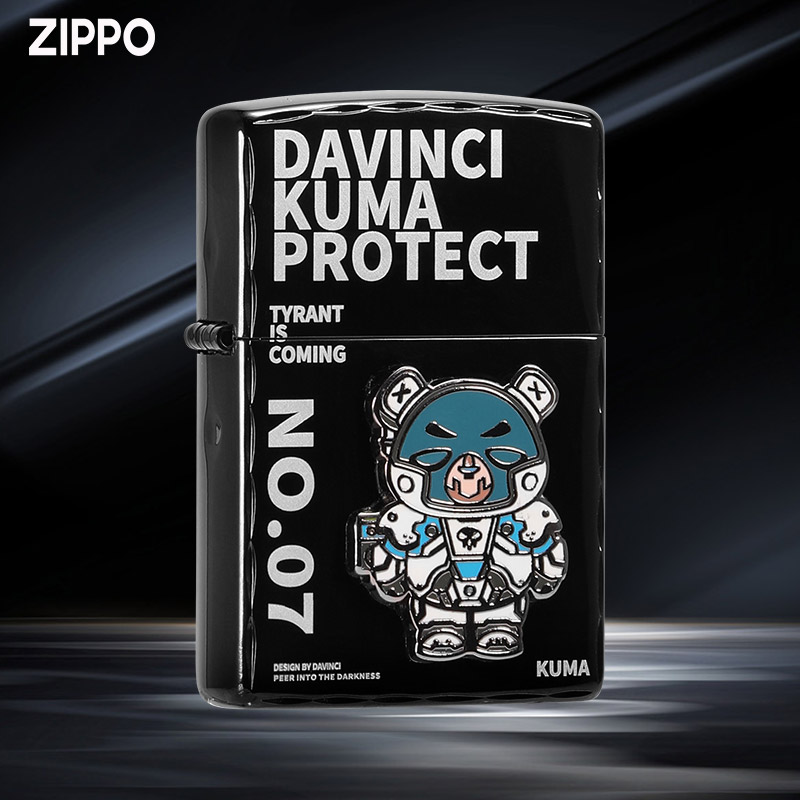 ZIPPO打火机IP芬奇熊贴章咬边正版 芝宝官方旗舰  男情人节礼物
