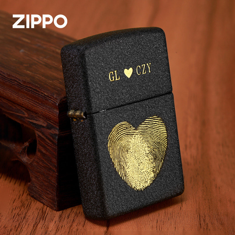 zippo打火机爱之永恒-黑裂漆套图防风煤油生日礼物送男友定制字母