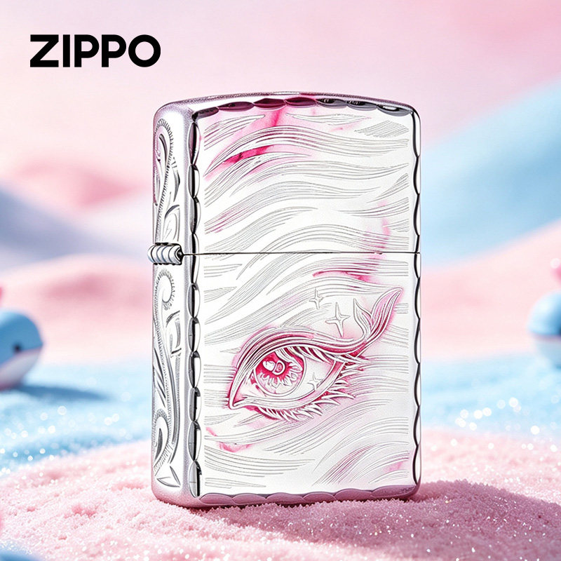 zippo打火机正品恋人眼中鲸知意-女款彩印镀银咬边送男生女生实用图片