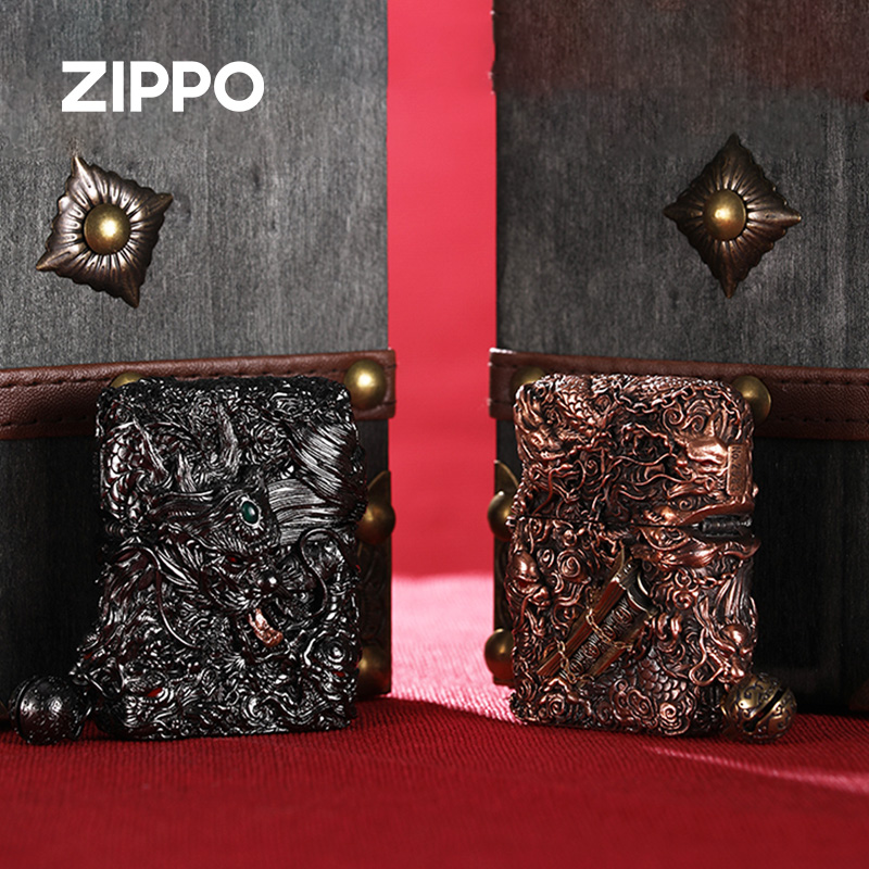 zippo打火机九龙运财正版之宝防风煤油立体浮雕个性定制送男友