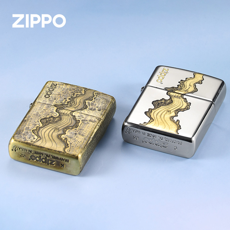zippo打火机川流不息盔甲官方正版芝宝防风煤油打火机 送男朋友礼