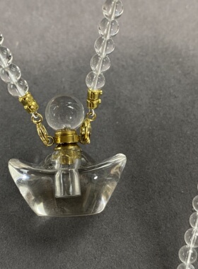 天然白水晶大元宝香水瓶吊坠精油瓶项链女款锁骨链送女友闺蜜礼物