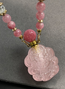 猫眼石九尾狐狸精油瓶吊坠项链女小众闺蜜毛衣链可打开装胎毛香水