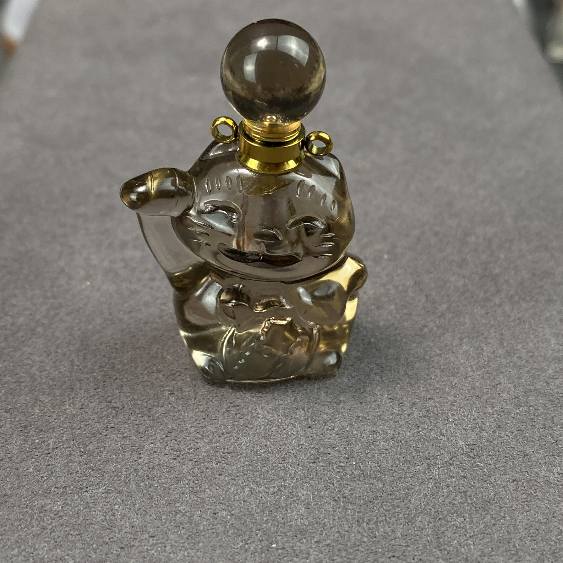 天然招财猫茶水晶香水瓶精油瓶吊坠女款礼物吊坠毛衣链