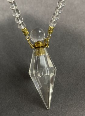 天然白水晶灵摆香水瓶吊坠精油瓶项链女款锁骨链送女友闺蜜礼物