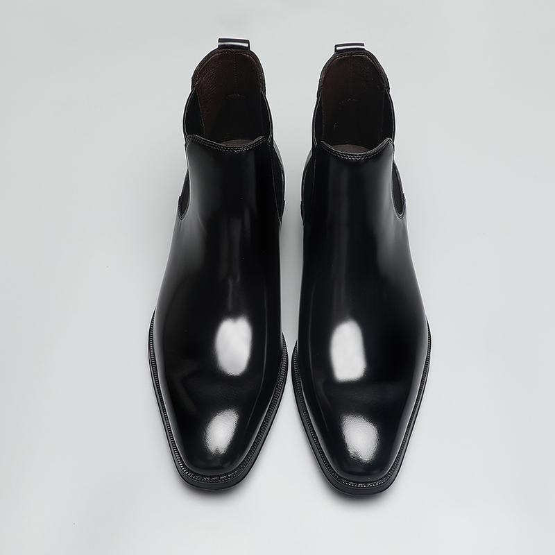 英伦风高帮亮面切尔西靴男