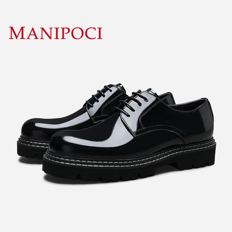 商务大头男厚底英伦休闲皮鞋