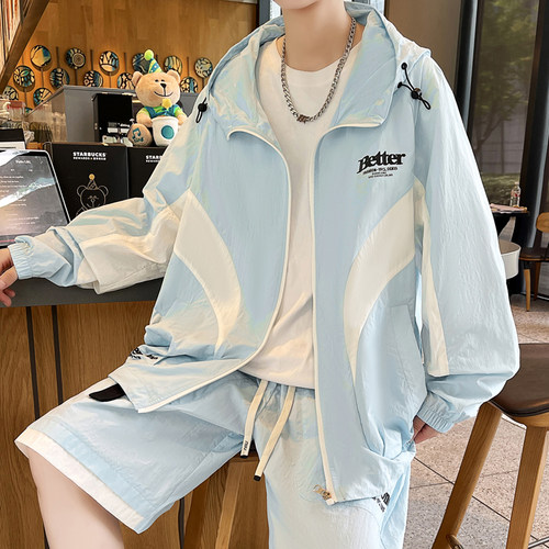 CMENGKOUC夏季防晒衣冰丝防晒服透气轻薄款夹克外套连帽潮流休闲