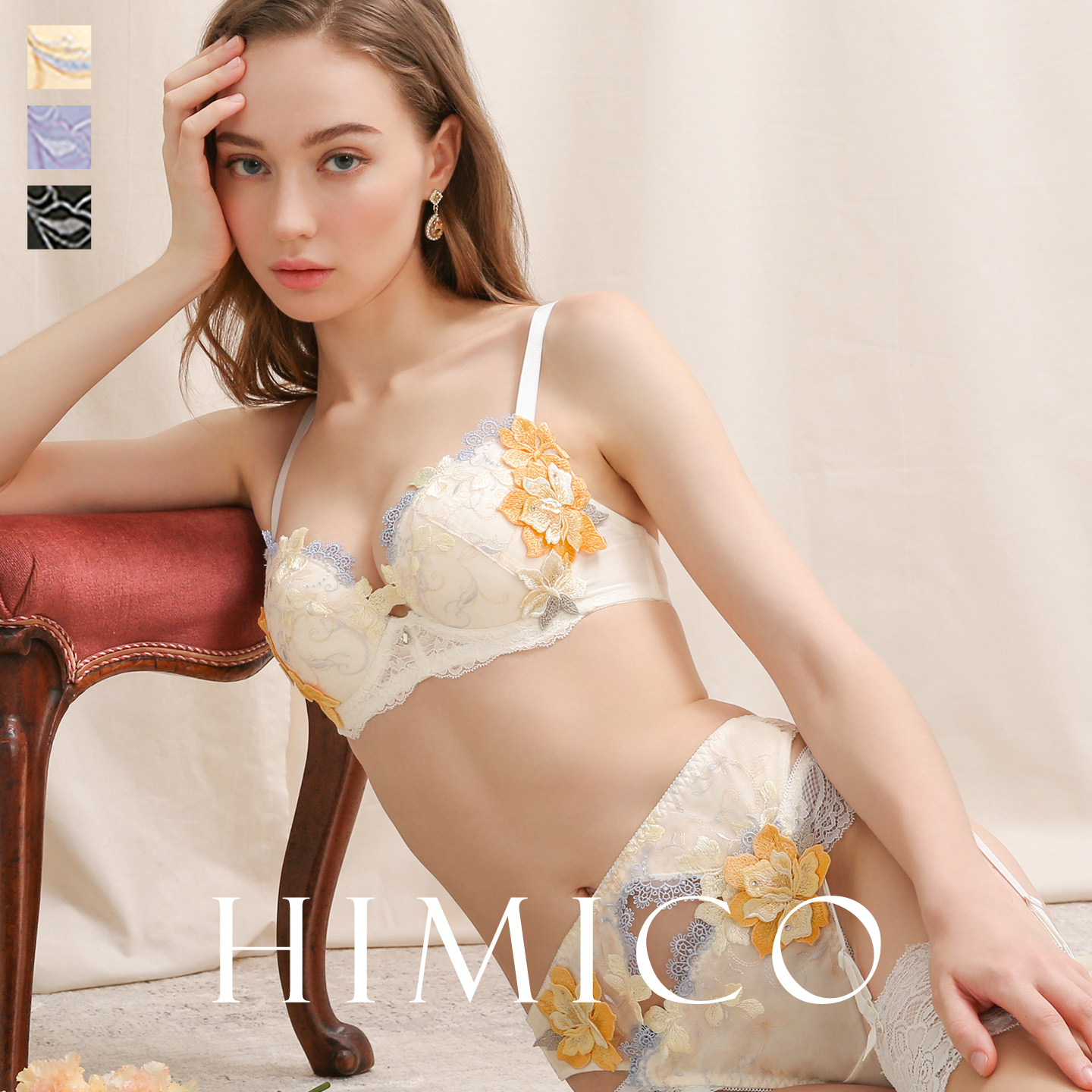 HIMICO小胸聚拢显大蕾丝文胸图片
