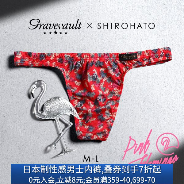 Gravevault男士内裤日本制性感透气无痕本命年红色低腰丁字T裤240