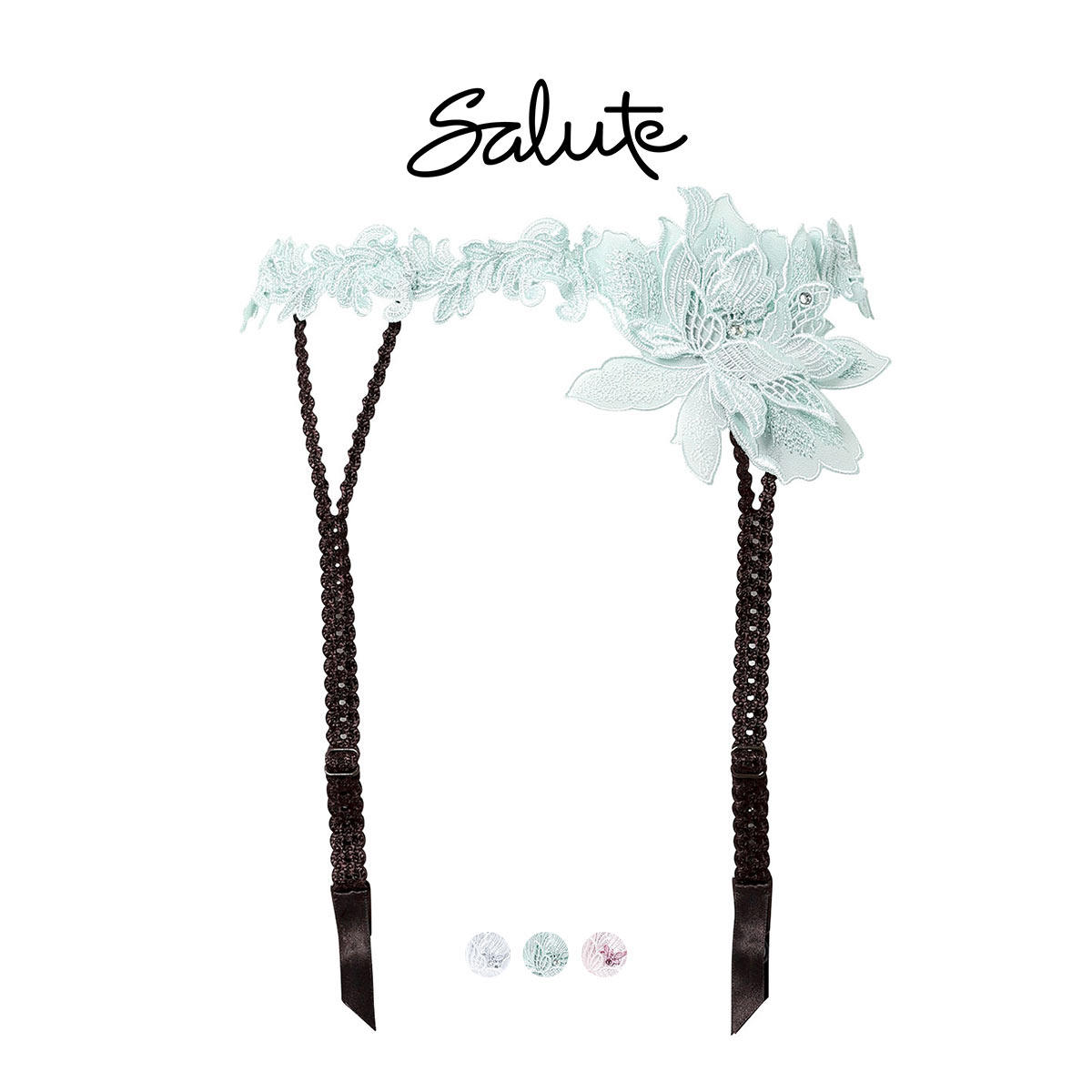 Salute奢华重工刺绣蕾丝吊袜带