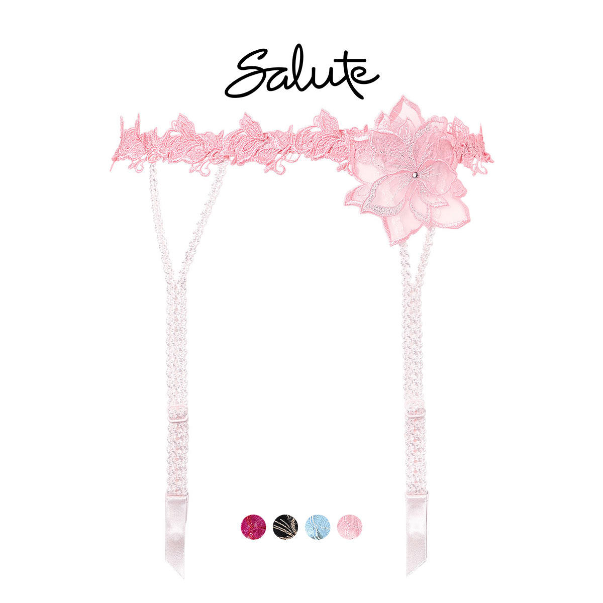 Salute立体刺绣蕾丝性感吊带袜