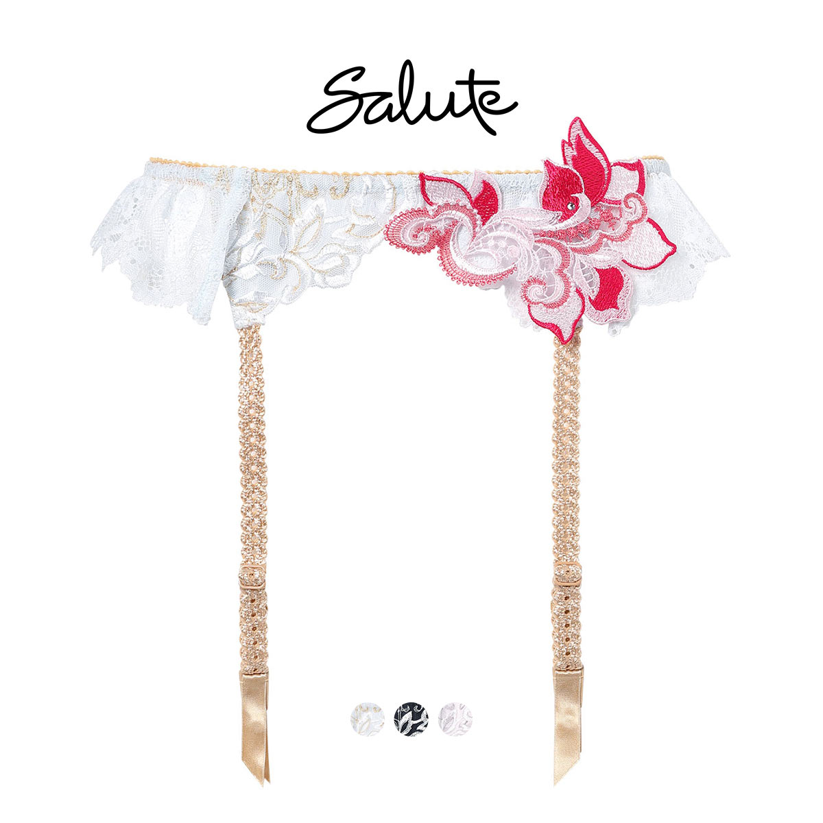 Salute立体刺绣蕾丝性感吊袜带图片