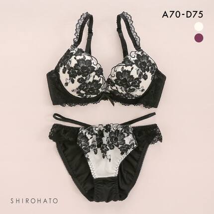 诗萝涵朵SHIROHATO内衣套装收副乳侧收聚拢刺绣蕾丝美背文胸内裤